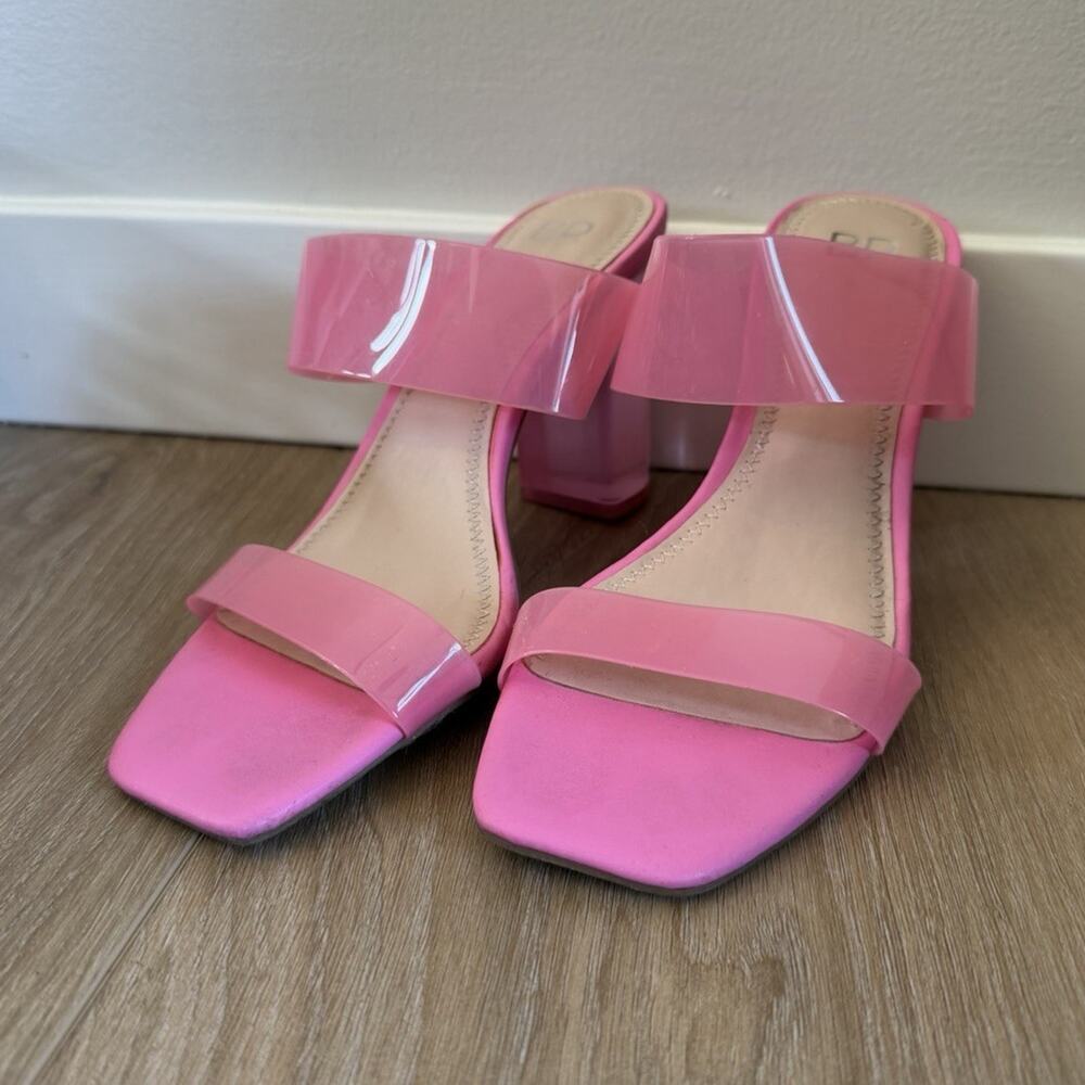 BP. Pink Strappy Block Heel Square Toe Slip On Women's Heels Size 7